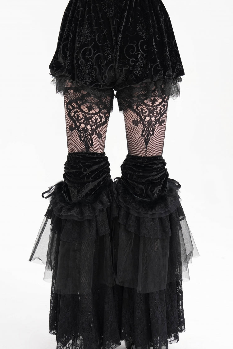 Black Lace Mesh Women's Gothic Shorts - Product - 5