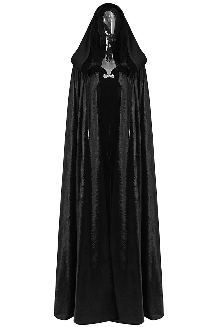 Black Hooded Hollow Womens Gothic Cloak Cape Long Coat - Product - 6