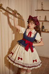 Multi-Color Snow White Lapel Collar Ruffle Short Sleeves Sweet Lolita Dress - Product - 15