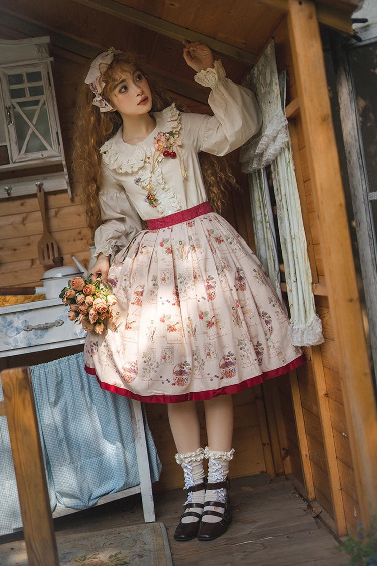 Forest Illustrated Book Watercolor Picture Book Print Sweet Elegant Lolita Skirt 3 Colors - Product - 15