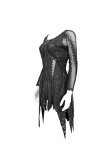 Black Forest Witch Short Irregular Ripped Mesh Women's Gothic Dress - Product - 7