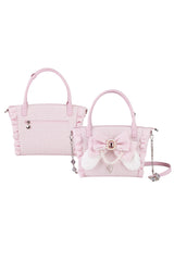 Sweet Ruffle Bowknot Zipper Pearl Chain Japanese Lolita Handbag 4 Colors - Product - 3