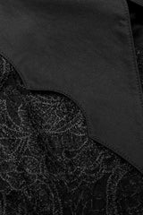 Black Lapel Collar Long Puff Sleeves Hollow Embroidery Womens Gothic Blouse - Product - 8