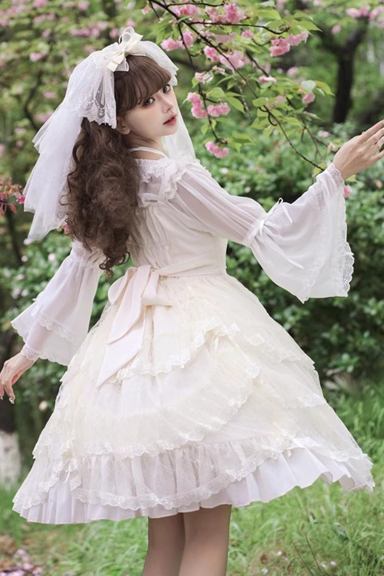 Iris Love Multi-layer Jacquard Bowknot Sweet Elegant Princess Lolita Jsk Dress 2 Colors - Product - 11