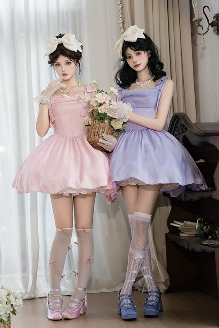 Purple [Foamy Sea] Sleeveless Ruffle Bowknot Fishbone Sweet Lolita Jsk Dress - Product - 12