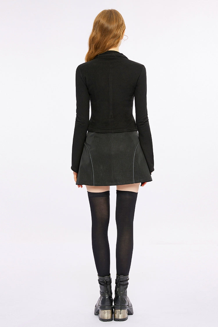 Black Long Sleeves Scream Hem Women's Gothic T-Shirt - Product - 4