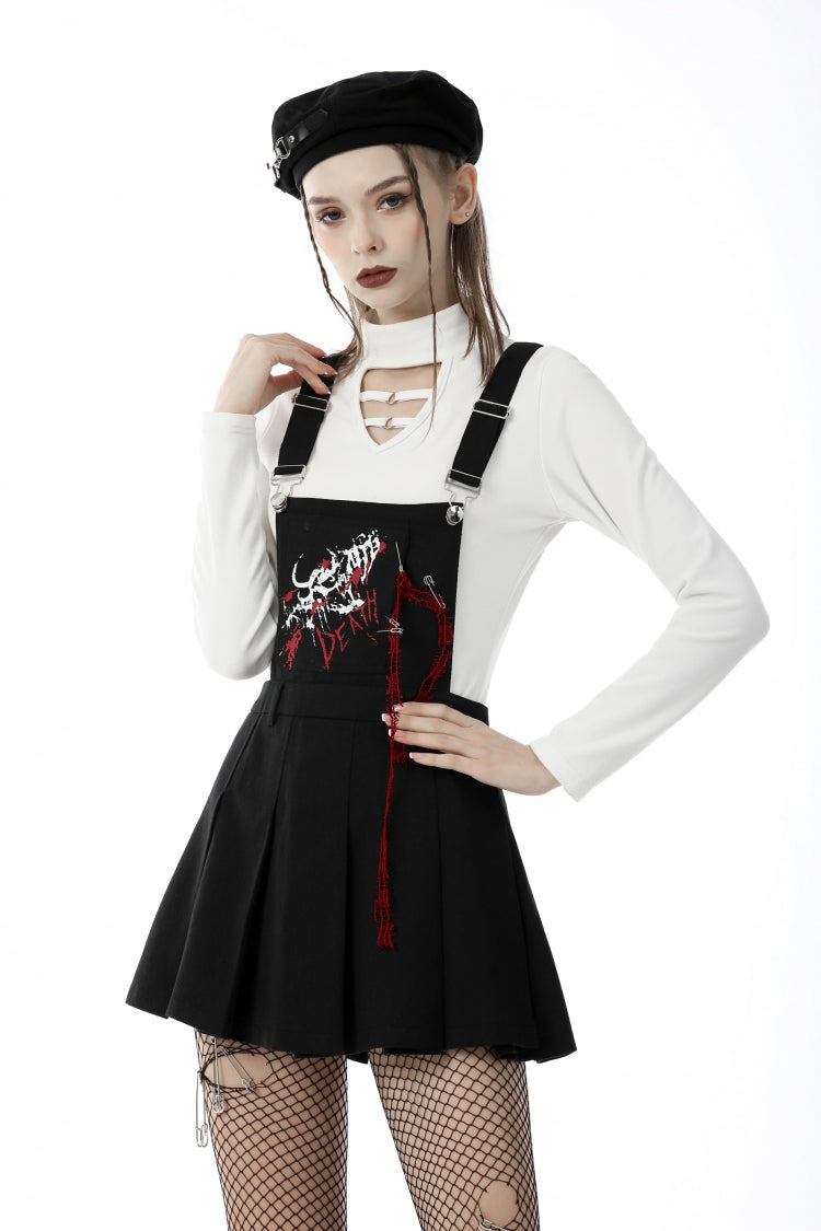 Black Devil Blood Women's Punk Suspender Pleated Skirt - Black - 1