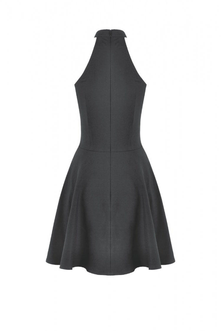 Black Buckled Zippered Women's Punk Halterneck Dress - Product - 18
