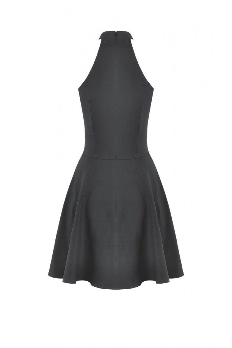 Black Buckled Zippered Women's Punk Halterneck Dress - Product - 18