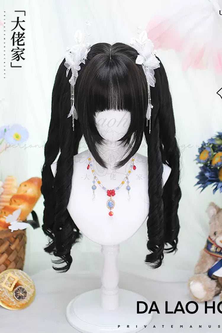 Black With Roman Roll Ponytail Sweet Lolita Short Wigs - Product - 2
