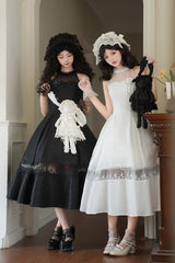 White [Flowers in the Mist] Off Shoulder Halterneck Print Ruffle Gothic Elegant Lolita Dress - Product - 8