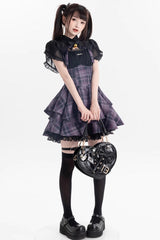 Purple [Magic Cat] Double-Layered Stripe Print Bowknot Sweet Lolita Jumper Dress - Product - 11