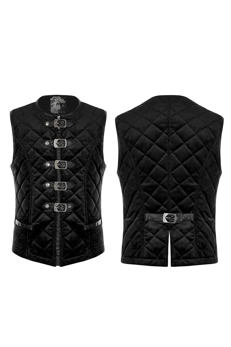 Black Inter-Cotton Sleeveless Buckle Men's Gothic Vest - Product - 5