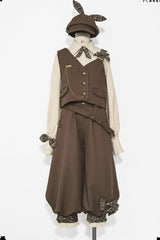 Coffee Brown Cute and Handsome Secret Morning Post Series Ouji Lolita Vest - Product - 9
