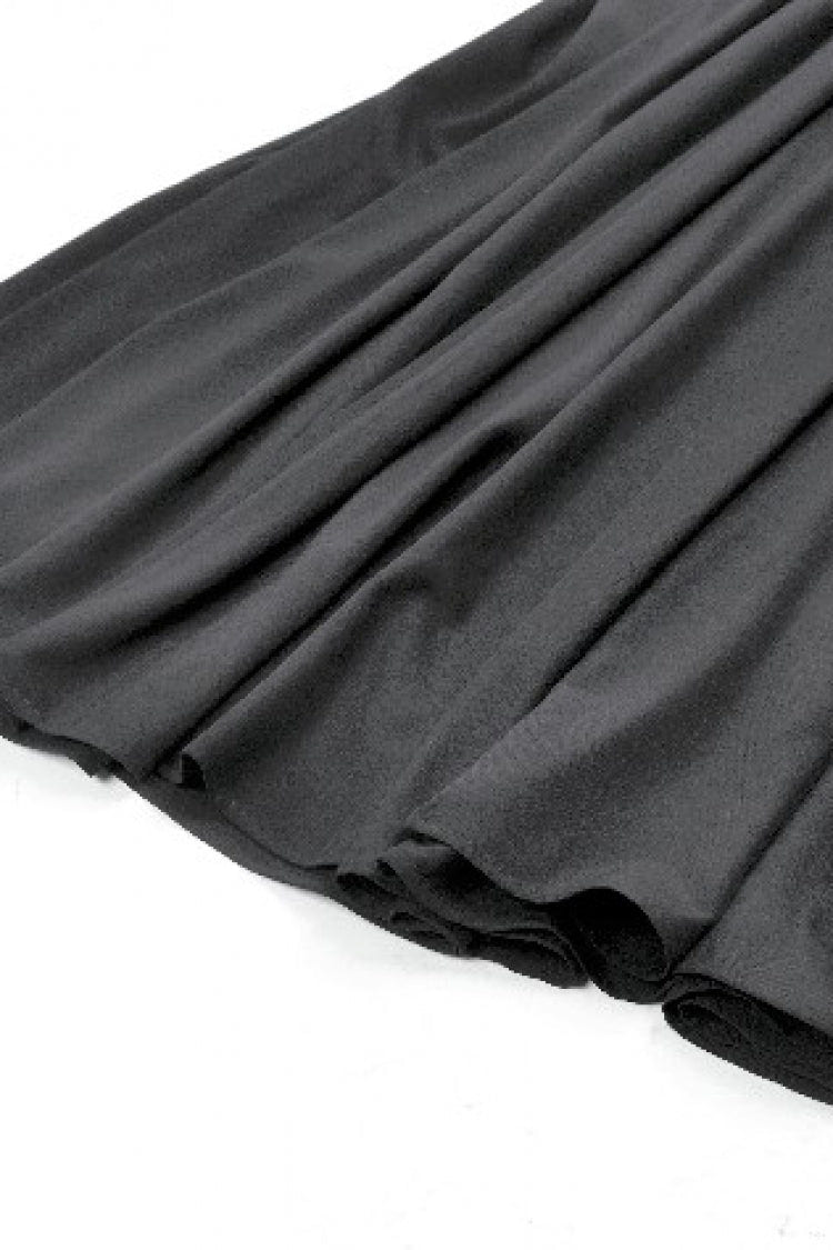 Black Embroidered Lace Trim Pleated Women's Gothic Maxi Skirt - Product - 13