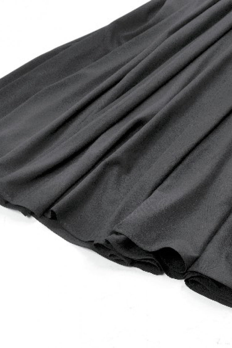 Black Embroidered Lace Trim Pleated Women's Gothic Maxi Skirt - Product - 13