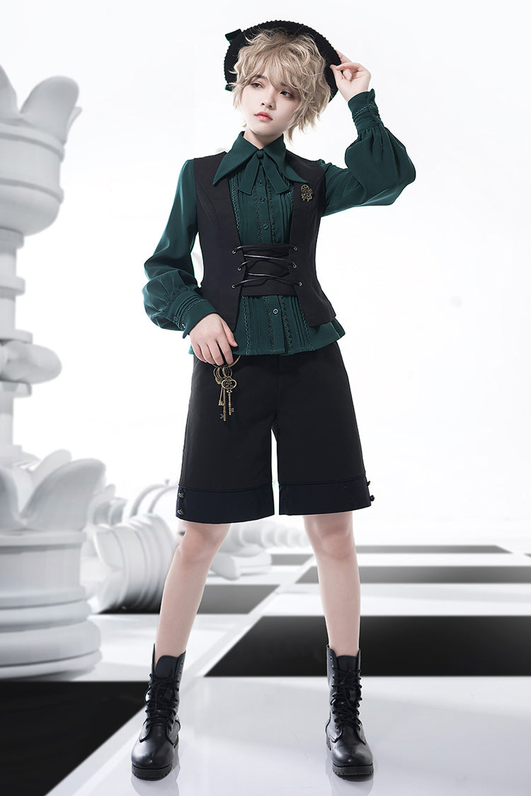 Black Gothic Vintage Elegant Ouji Fashion Lolita Vest - Product - 2