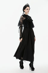 Black Bouble-Breasted Floral Lace Women's Gothic Cape - Product - 6