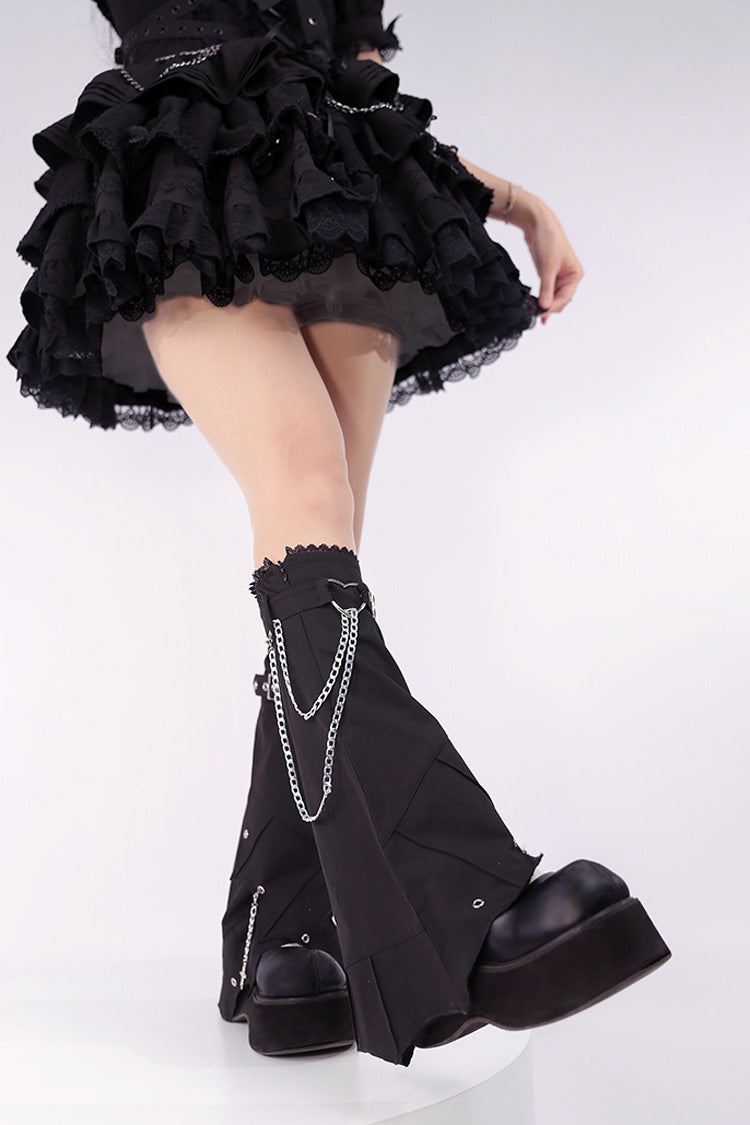 Covenant Cross Irregular Chain Gothic Lolita Leg Warmers 2 Colors - Product - 4