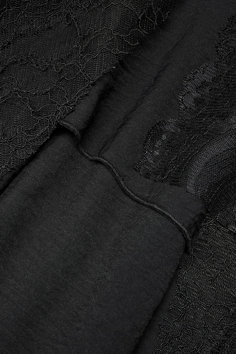 Black Lace Chiffon Irregular Hem Women's Gothic Skirt - Product - 6