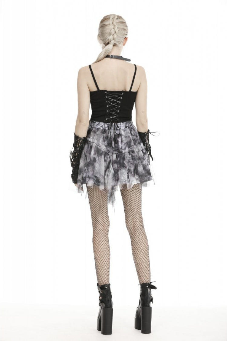Black Lace-Up Buckled Strappy Women's Gothic Punk Bustier with Belt - Product - 4