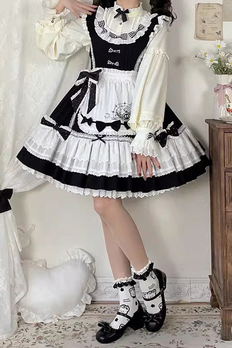 Black/White Ruffled Square Collar Alice Chapter Sweet Lolita JSK Dress - Product - 3