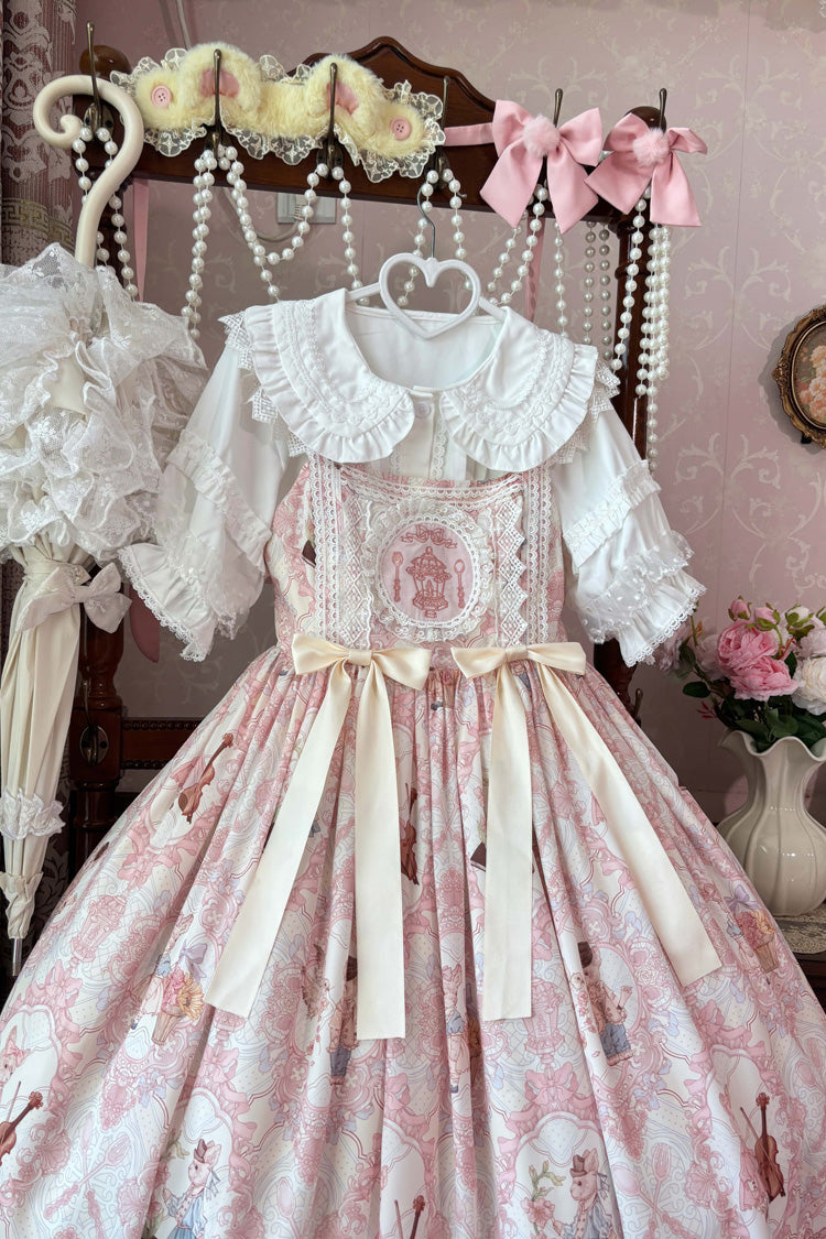 [Sweetheart Party] Sleeveless Printed Ruffled Embroidered Lace Sweet Lolita Jsk Dress 3 Colors - Product - 13