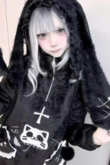 [Lop-eared Rabbit] Long Rabbit Ears Jirai Kei Lolita Knitted Hat - Product - 5