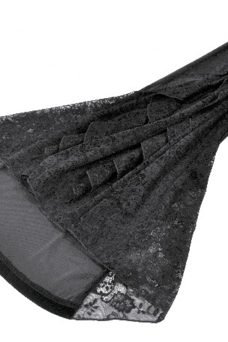 Black Women's Gothic Floral Embroidered Lace Flared Pants - Product - 12