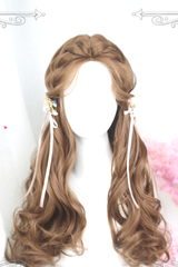 Brown Centre Parting Honey Pudding Long Curly Hair Classic Lolita Wigs - Product - 2