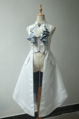 White Mermaid Bone Embroidery Ouji Fashion Handsome Lolita Vest - Product - 4