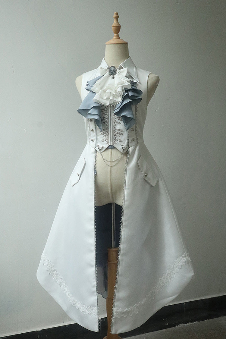 White Mermaid Bone Embroidery Ouji Fashion Handsome Lolita Vest - Product - 4