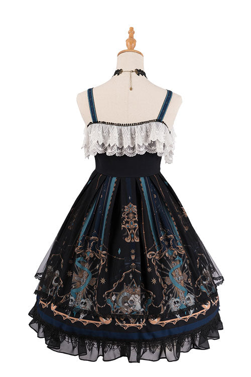 Black God's Salvation Square Collar Lace Ruffled Gothic Lolita JSK Dress - Product - 4