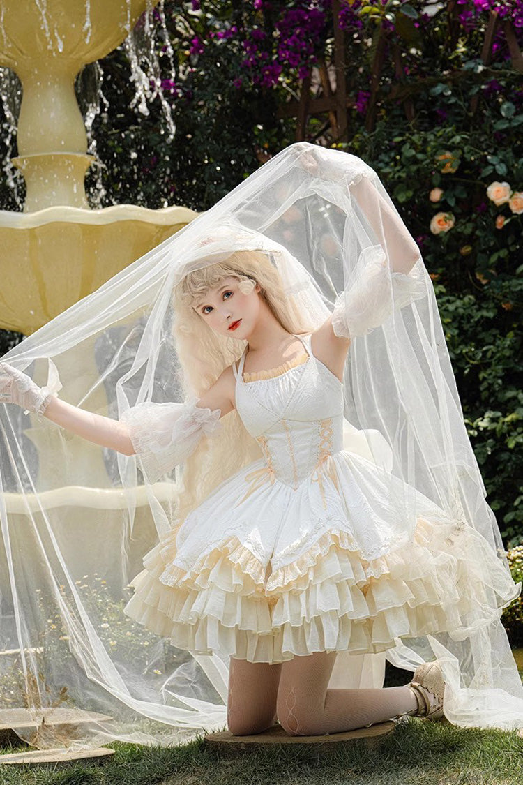 White Gorgeous French Court Ruffle Princess Sweet Tiered (Dress Only) detail view 5