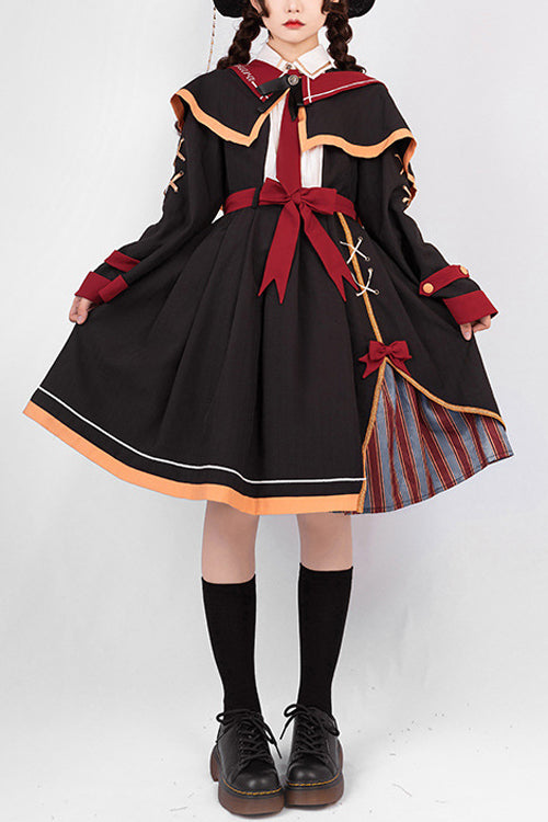 Zwarte hoge taille Magic Sweet met mantel (alleen jurk) vooraanzicht
