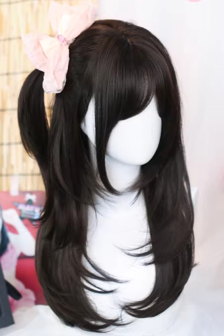 Long Straight Hair Sweet Japanese Lolita Wig 2 Colors - Black-Tea-Brown - 1