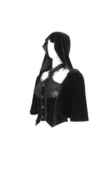 Black Stitching Lace Hooded Women's Gothic Cloak - Product - 8