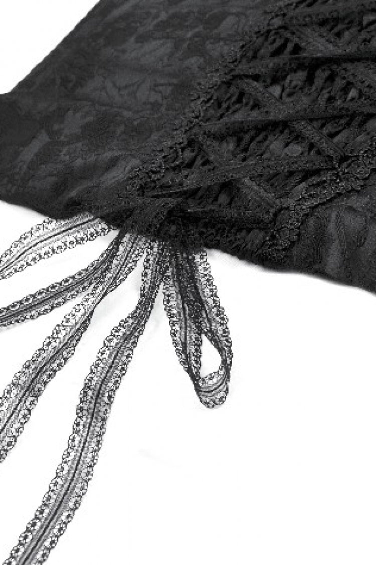 Black Floral Jacquard Lace-Up Women's Gothic Elegant Bustier - Product - 19