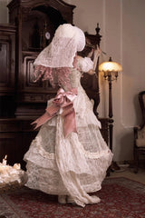 Light Brown [Cupid’s Poetry Box] Ruffle Embroidery Bowknot Lace Classic Elegant Lolita Long Skirt - Product - 9