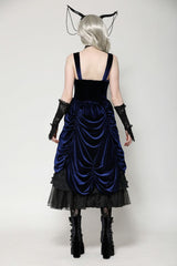 Black/Blue Sleeveless Multi-Layered Ruffled Lace Women's Lolita Gothic Slip Dress Wedding Dress - Product - 4