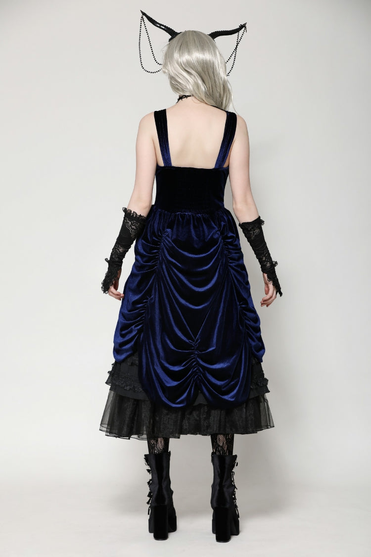 Black/Blue Sleeveless Multi-Layered Ruffled Lace Women's Lolita Gothic Slip Dress Wedding Dress - Product - 4