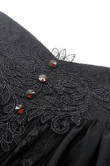 Black High Waisted Heart Embroidered Lace Women's Gothic Maxi Skirt - Product - 13