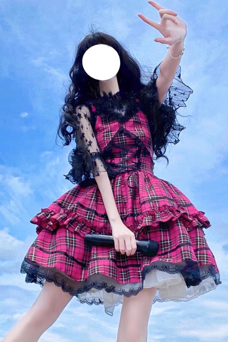 Red Sleeveless Multi-layer Ruffle Bowknot Gothic Lolita Jsk Dress - Red - 1