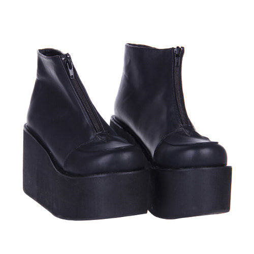 Black Platform Short Classic Lolita Boots - Black - 1
