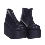 Black Platform Short Classic Lolita Boots - Black - 1