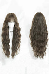 Hazelnut Ash Brown Fluffy Natural Water Wave Curly  Sweet Daily Lolita Long Wig - Product - 5
