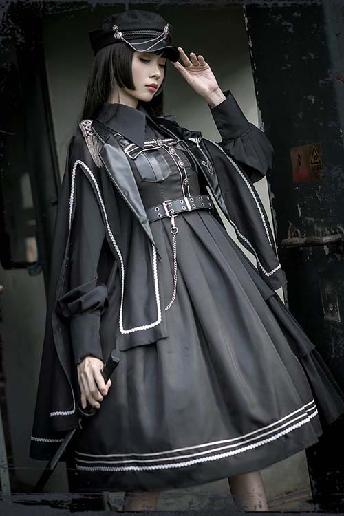 Black Night Owl Handsome Cool Gothic Lolita JSK Dress - Product - 3
