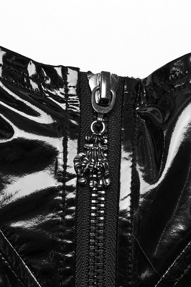 Pu Leather Sleeveless Hollow Side Slit Buckle Women's Steampunk Dress 2 Colors - Product - 7