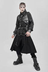 Black Buckle Chain Eyelet Men's Punk Skirt - Product - 7