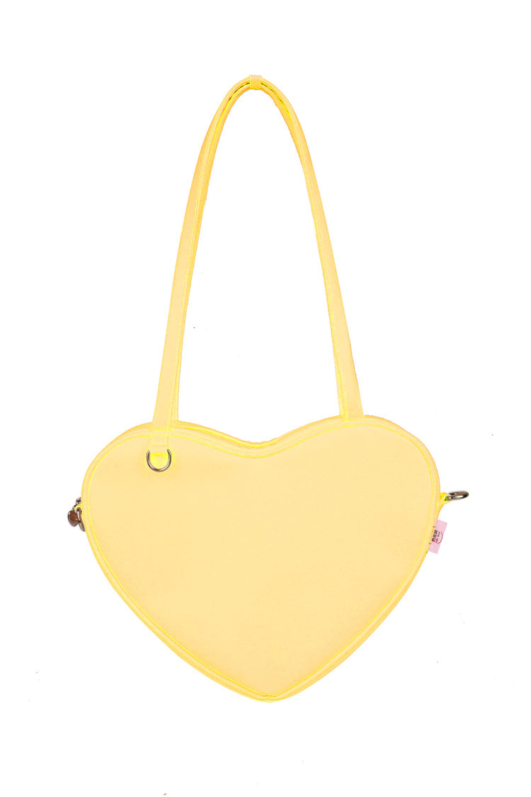 Solid Color Sweet Love Heart Lolita Shoulder Bag 6 Colors - Yellow - 7